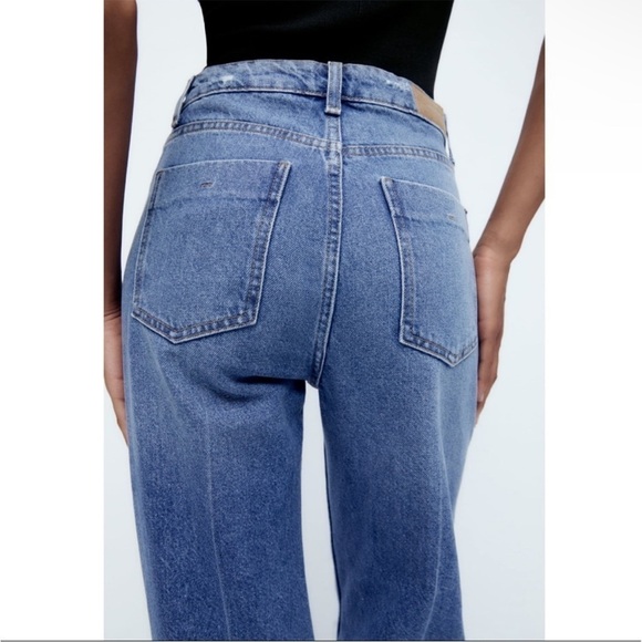 Zara Crossover Waist Extra High Rise Wide Leg Z1975 Full Length Tailor Jeans - Picture 6 of 10